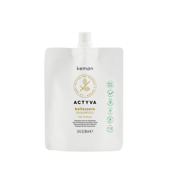 KEMON ACTYVA BELLESSERE aksominis šampūnas ir kūno prausiklis, 100ml